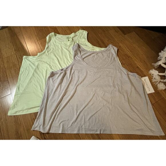 Athleta With Ease Muscle Tank & Uptempo Tank **LOT OF 2** Green & Gray 3X Active - Picture 1 of 11